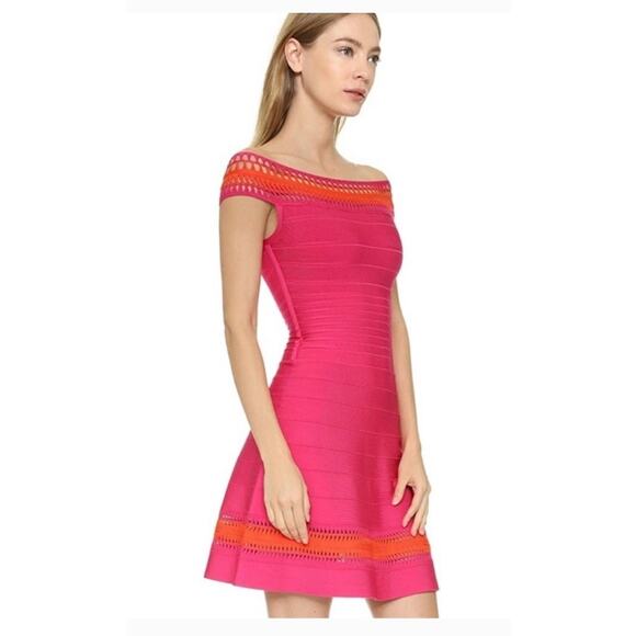 HERVÉ LÉGER Barbie pink BANDAGE Zoe MINI party coktail DRESS SM - Picture 8 of 14